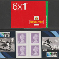 Great Britain 2015 Rugby World Cup Booklet with 4 x 1st class definitives plus 2 x Rugby stamps SG PM49