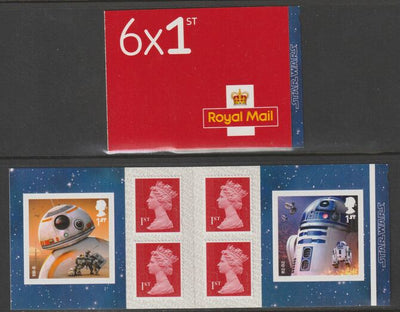 Great Britain 2017 Star Wars Booklet with 4 x 1st class definitives plus 2 x Starwars stamps SG PM58