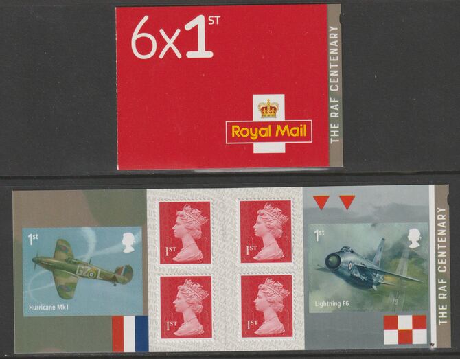 Great Britain 2018 RAF Centenary Booklet with 4 x 1st class definitives plus 2 x Aircraft stamps SG PM59