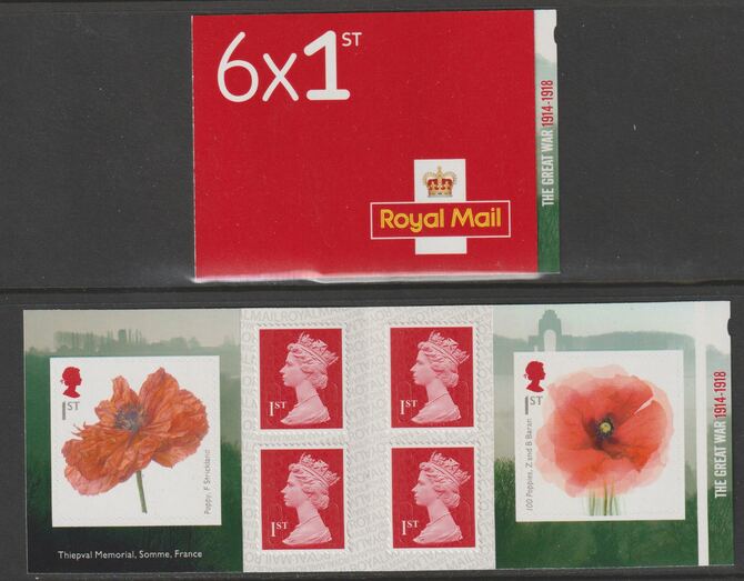Great Britain 2018 The Great War Booklet with 4 x 1st class definitives plus 2 x Poppy stamps SG PM63