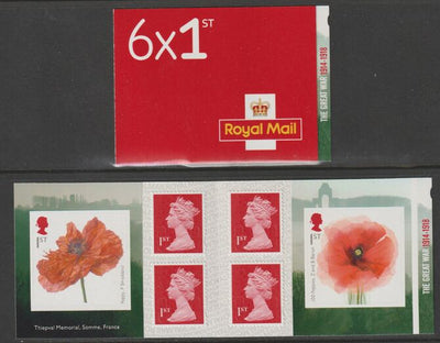 Great Britain 2018 The Great War Booklet with 4 x 1st class definitives plus 2 x Poppy stamps SG PM63