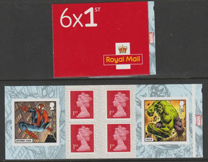 Great Britain 2019 Marvel Booklet with 4 x 1st class definitives plus 2 x Marvel stamps SG PM65