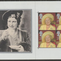 Great Britain 2000 Queen Mother Booklet pane containing 4 x Queen Mother stamps with photograph unmounted mint ex SG DX25 Prestige Booklet