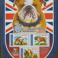 Mozambique 2015 Europhilex Stamp Exhibition - Dogs, shaped perf sheetlet containing 3 values,unmounted mint