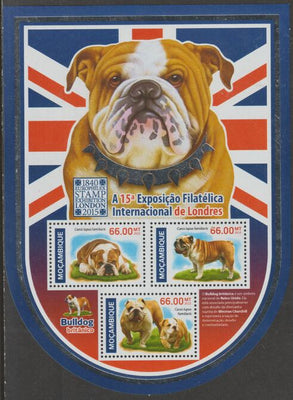 Mozambique 2015 Europhilex Stamp Exhibition - Dogs, shaped perf sheetlet containing 3 values,unmounted mint