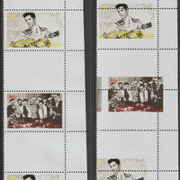 Westpoint Island (Falkland Islands) 1999 Elvis Presley & Scene from Film strip of 3 with perforations and centre stamp misplaced complete with normal, both unmounted mint