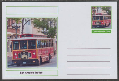 Chartonia (Fantasy) Buses & Trams - San Antonio Trolley postal stationery card unused and fine