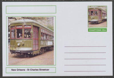 Chartonia (Fantasy) Buses & Trams - New Orleans - St Charles Streetcar postal stationery card unused and fine