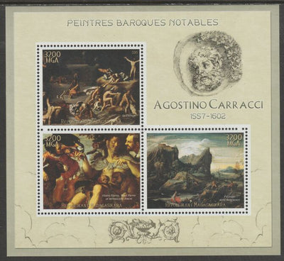 Madagascar 2015 Baraque Painters - Agostino Carracci perf sheetlet containing 3 values unmounted mint