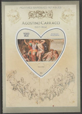 Madagascar 2015 Baraque Painters - Agostino Carracci perf deluxe sheet containing one heart shaped value unmounted mint