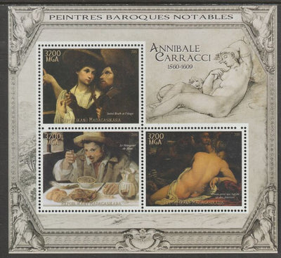 Madagascar 2015 Baraque Painters - Annibale Carracci perf sheetlet containing 3 values unmounted mint