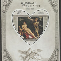 Madagascar 2015 Baraque Painters - Annibale Carracci perf deluxe sheet containing one heart shaped value unmounted mint