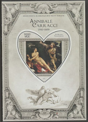Madagascar 2015 Baraque Painters - Annibale Carracci perf deluxe sheet containing one heart shaped value unmounted mint