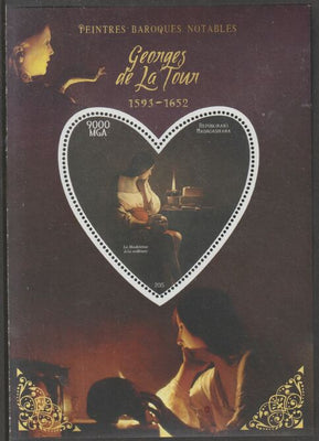 Madagascar 2015 Baraque Painters - Georges de la Tour perf deluxe sheet containing one heart shaped value unmounted mint