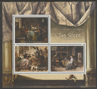 Madagascar 2015 Baraque Painters - Jan Steen perf sheetlet containing 3 values unmounted mint