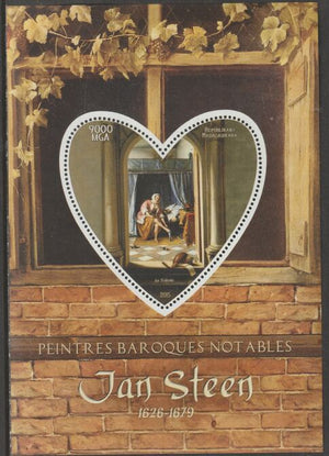 Madagascar 2015 Baraque Painters - Jan Steen perf deluxe sheet containing one heart shaped value unmounted mint