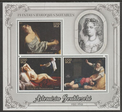 Madagascar 2015 Baraque Painters - Artemisia Gentileschi perf sheetlet containing 3 values unmounted mint