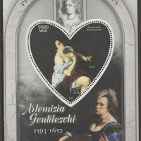 Madagascar 2015 Baraque Painters - Artemisia Gentileschi perf deluxe sheet containing one heart shaped value unmounted mint