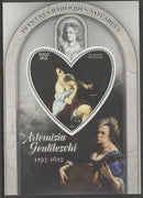 Madagascar 2015 Baraque Painters - Artemisia Gentileschi perf deluxe sheet containing one heart shaped value unmounted mint