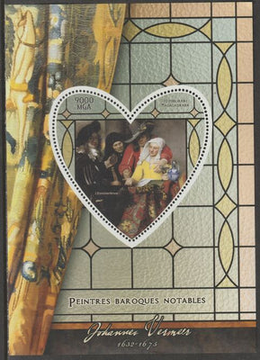 Madagascar 2015 Baraque Painters - Johannes Vermeer perf deluxe sheet containing one heart shaped value unmounted mint