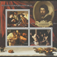 Madagascar 2015 Baraque Painters - Caravagio perf sheetlet containing 3 values unmounted mint
