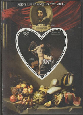 Madagascar 2015 Baraque Painters - Caravagio perf deluxe sheet containing one heart shaped value unmounted mint