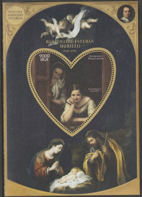 Madagascar 2015 Baraque Painters - Bartoleme Esteban Murillo perf deluxe sheet containing one heart shaped value unmounted mint