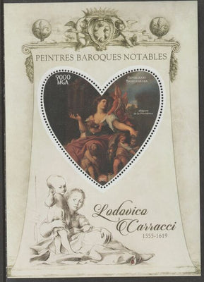 Madagascar 2015 Baraque Painters - Ludovico Carracci perf deluxe sheet containing one heart shaped value unmounted mint