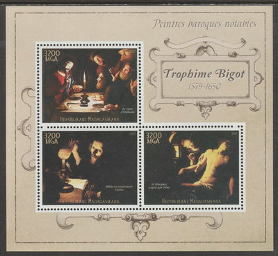 Madagascar 2015 Baraque Painters - Trophime Bigot perf sheetlet containing 3 values unmounted mint