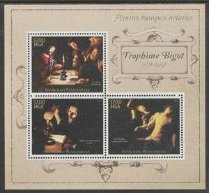 Madagascar 2015 Baraque Painters - Trophime Bigot perf sheetlet containing 3 values unmounted mint