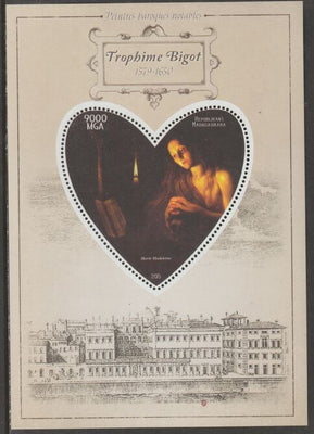 Madagascar 2015 Baraque Painters - Trophime Bigot perf deluxe sheet containing one heart shaped value unmounted mint