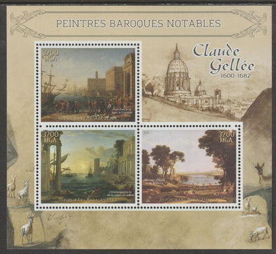 Madagascar 2015 Baraque Painters - Claude Lorrain perf sheetlet containing 3 values unmounted mint