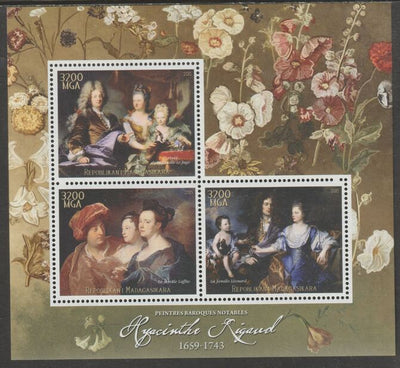 Madagascar 2015 Baraque Painters - Hyacinthe Rigaud perf sheetlet containing 3 values unmounted mint