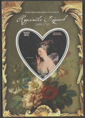 Madagascar 2015 Baraque Painters - Hyacinthe Rigaud perf deluxe sheet containing one heart shaped value unmounted mint