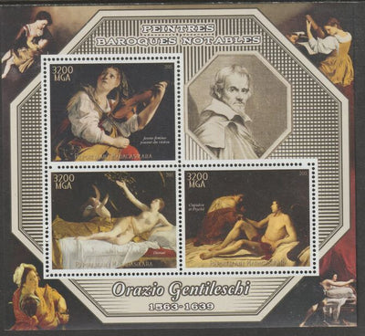 Madagascar 2015 Baraque Painters - Orazio Gentileschi perf sheetlet containing 3 values unmounted mint