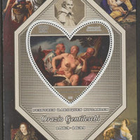 Madagascar 2015 Baraque Painters - Orazio Gentileschi perf deluxe sheet containing one heart shaped value unmounted mint