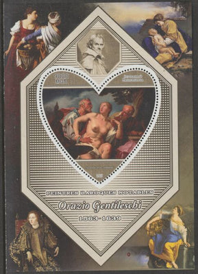 Madagascar 2015 Baraque Painters - Orazio Gentileschi perf deluxe sheet containing one heart shaped value unmounted mint