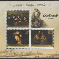 Madagascar 2015 Baraque Painters - Rembrandt perf sheetlet containing 3 values unmounted mint