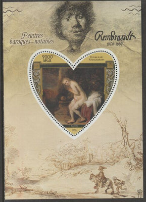 Madagascar 2015 Baraque Painters - Rembrandt perf deluxe sheet containing one heart shaped value unmounted mint