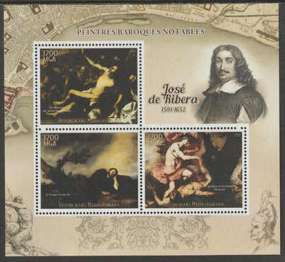 Madagascar 2015 Baraque Painters - Jose de Ribera perf sheetlet containing 3 values unmounted mint