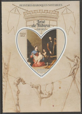 Madagascar 2015 Baraque Painters - Jose de Ribera perf deluxe sheet containing one heart shaped value unmounted mint