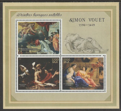 Madagascar 2015 Baraque Painters - Simon Vouet perf sheetlet containing 3 values unmounted mint