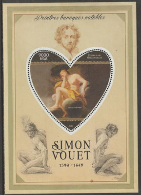 Madagascar 2015 Baraque Painters - Simon Vouet perf deluxe sheet containing one heart shaped value unmounted mint