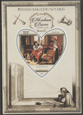 Madagascar 2015 Baraque Painters - Abraham Bosse perf deluxe sheet containing one heart shaped value unmounted mint