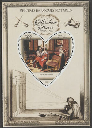 Madagascar 2015 Baraque Painters - Abraham Bosse perf deluxe sheet containing one heart shaped value unmounted mint