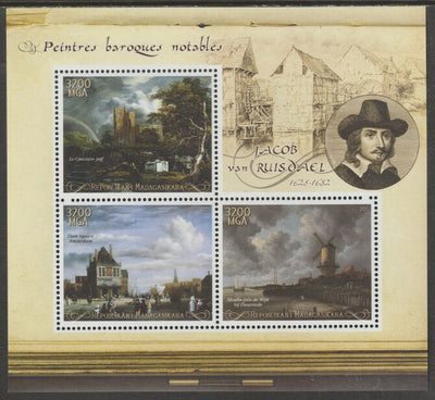 Madagascar 2015 Baraque Painters - Jacob van Ruisdael perf sheetlet containing 3 values unmounted mint