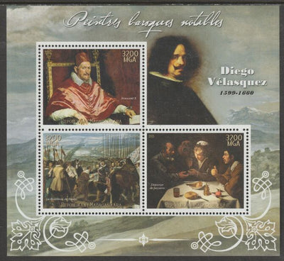 Madagascar 2015 Baraque Painters - Diego Velazquez perf sheetlet containing 3 values unmounted mint