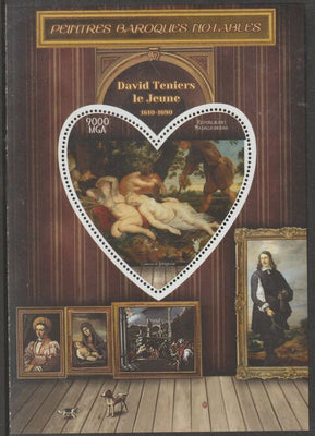 Madagascar 2015 Baraque Painters - David Teniers the Younger perf deluxe sheet containing one heart shaped value unmounted mint