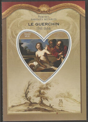 Madagascar 2015 Baraque Painters - Guercino perf deluxe sheet containing one heart shaped value unmounted mint