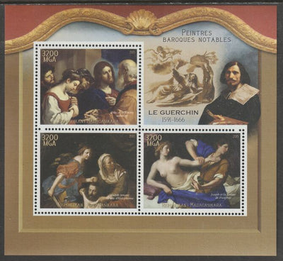 Madagascar 2015 Baraque Painters - Guercino perf sheetlet containing 3 values unmounted mint